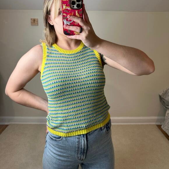 MNG: Chartreuse Marled Knit Tank - Picture 1 of 9
